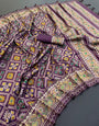 Affluence Purple Pure Look Soft Silk Patola Saree