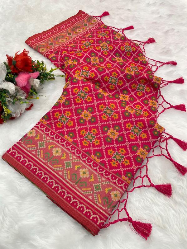 Comfort Pink Pure Look Soft Silk Patola Saree