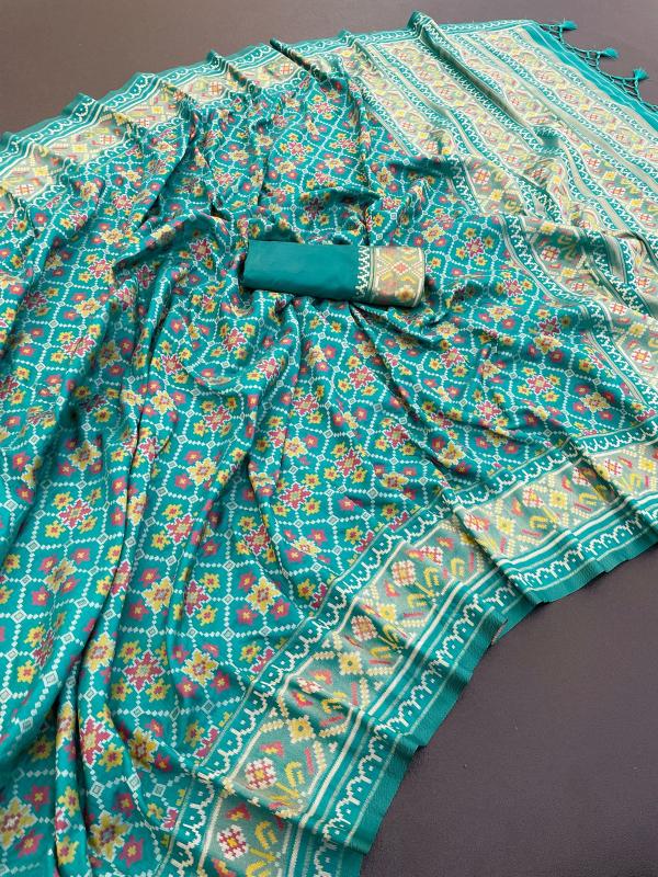 Deluxe Rama Pure Look Soft Silk Patola Saree