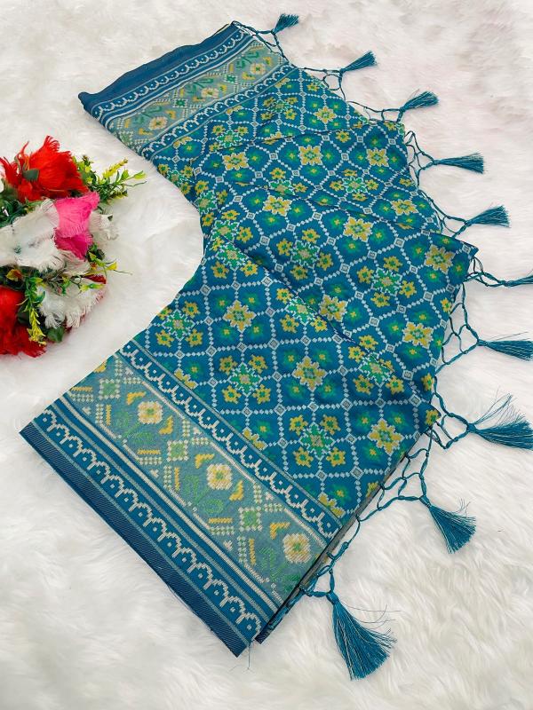 Profusion Indigo Pure Look Soft Silk Patola Saree