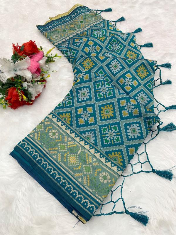 Vibrancy Rama Pure Look Soft Silk Patola Saree