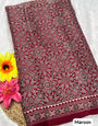 Maroon Ajrakh Hand Block Pure Modal Silk Saree With Lagdi Pallu
