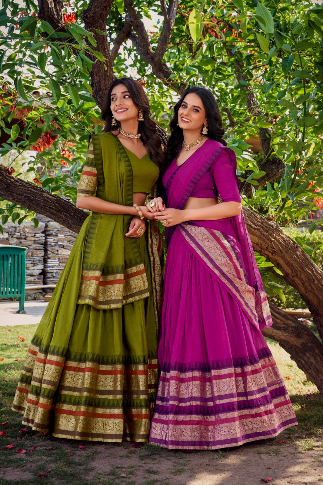 Purple Pure Chanderi Plain With Zari Weaving Work Border Lehenga Choli