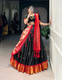 Black Zari Weaving Work Paithani Silk Plain Lehenga Choli