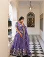 Lavender Sequins and Thread Embroidery Work Lehenga Choli