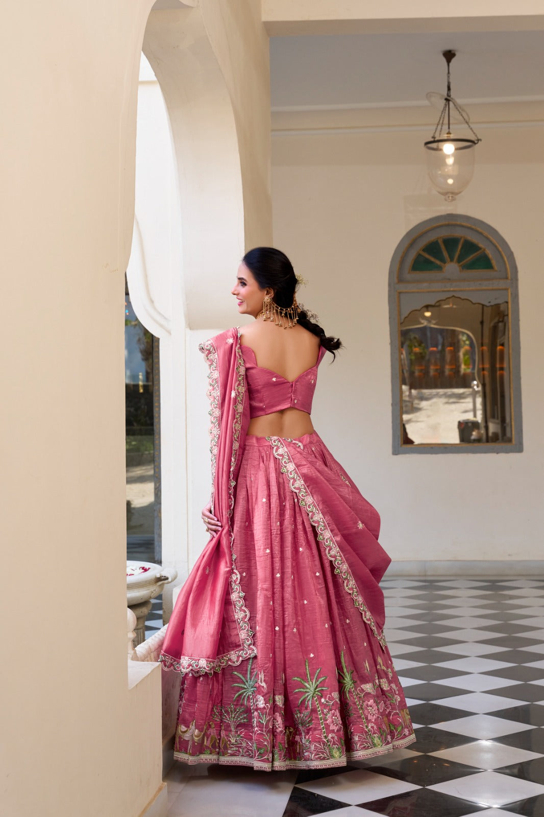 Pink Sequins and Thread Embroidery Work Lehenga Choli
