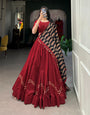 Maroon Pure Cotton Plain With Gota Patti Lehenga Choli