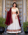 Off White Zari Weaving Vichitra Silk Lace Border Belt With Sequins Lace Lehenga choli