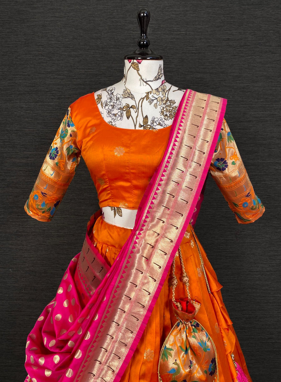 Jacquard Zari Weaving Paithani Silk Designer Lehenga Choli