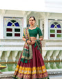 Maroon Tussar Silk Patola Printed Foil Work Lehenga Choli