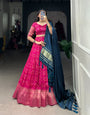 Pink Zari Weaving Dola silk Lehenga Choli With Tassels