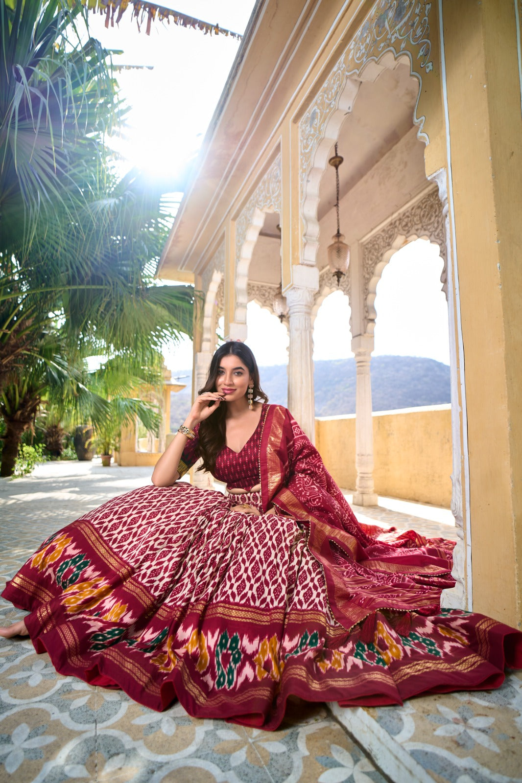 Tussar Silk Ikkat Print With Foil Work Lehenga Choli