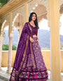 Tussar Silk Ikkat Print With Foil Work Lehenga Choli