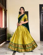 mehndi Cotton Silk Weaving Work With Paithani Feel Lehenga Choli