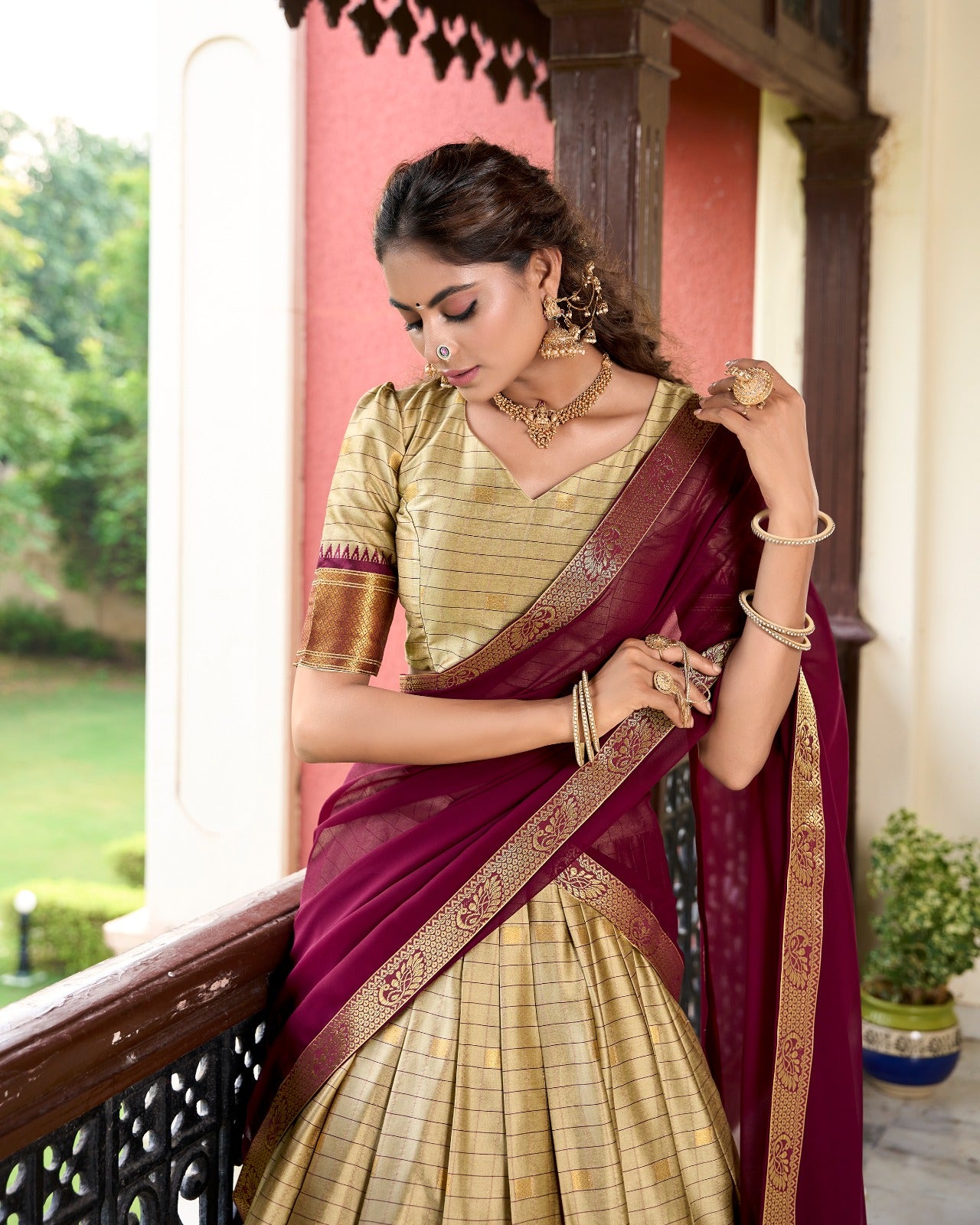 Cream Cotton Silk Weaving Work With Paithani Feel Lehenga Choli