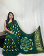 Shibori Green modal silk Bandhani border With Zari Pallu Saree