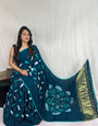 Shibori Indogo modal silk Bandhani border With Zari Pallu Saree