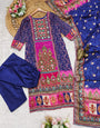 Epiphany Blue Chinon With Gota And Cowry Suit Set