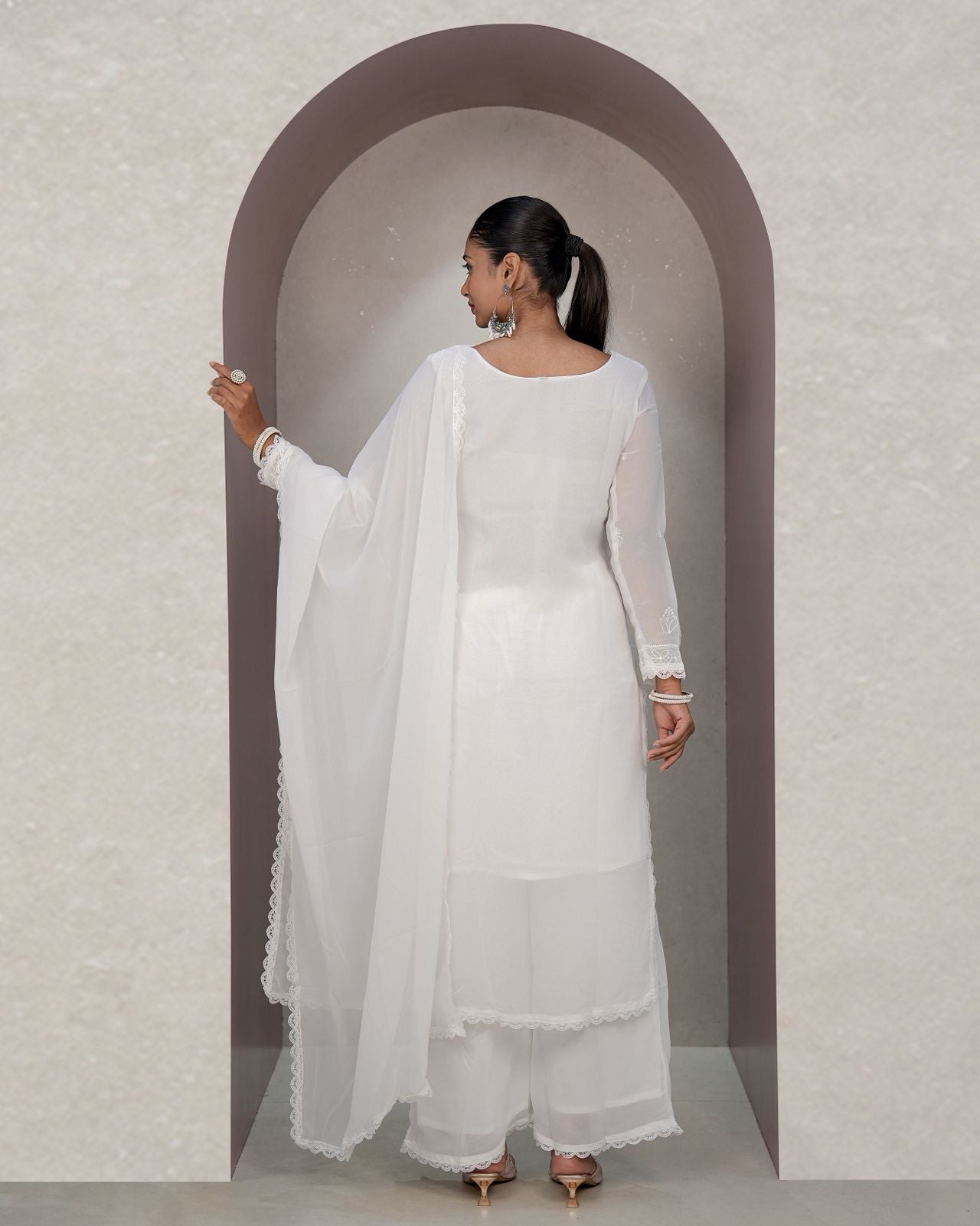 Lassitude White Georgette With Chikankari Embroidery work Suit Set