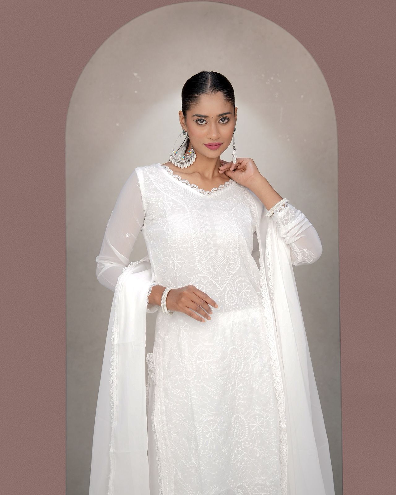 Lassitude White Georgette With Chikankari Embroidery work Suit Set