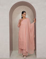 Felicitous Baby Pink Georgette With Chikankari Embroidery work Suit Set