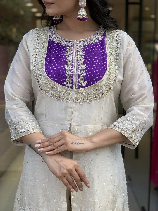 Lassitude Purple Gold Crush Embroidery Coding Sequence Work Salwar Suit