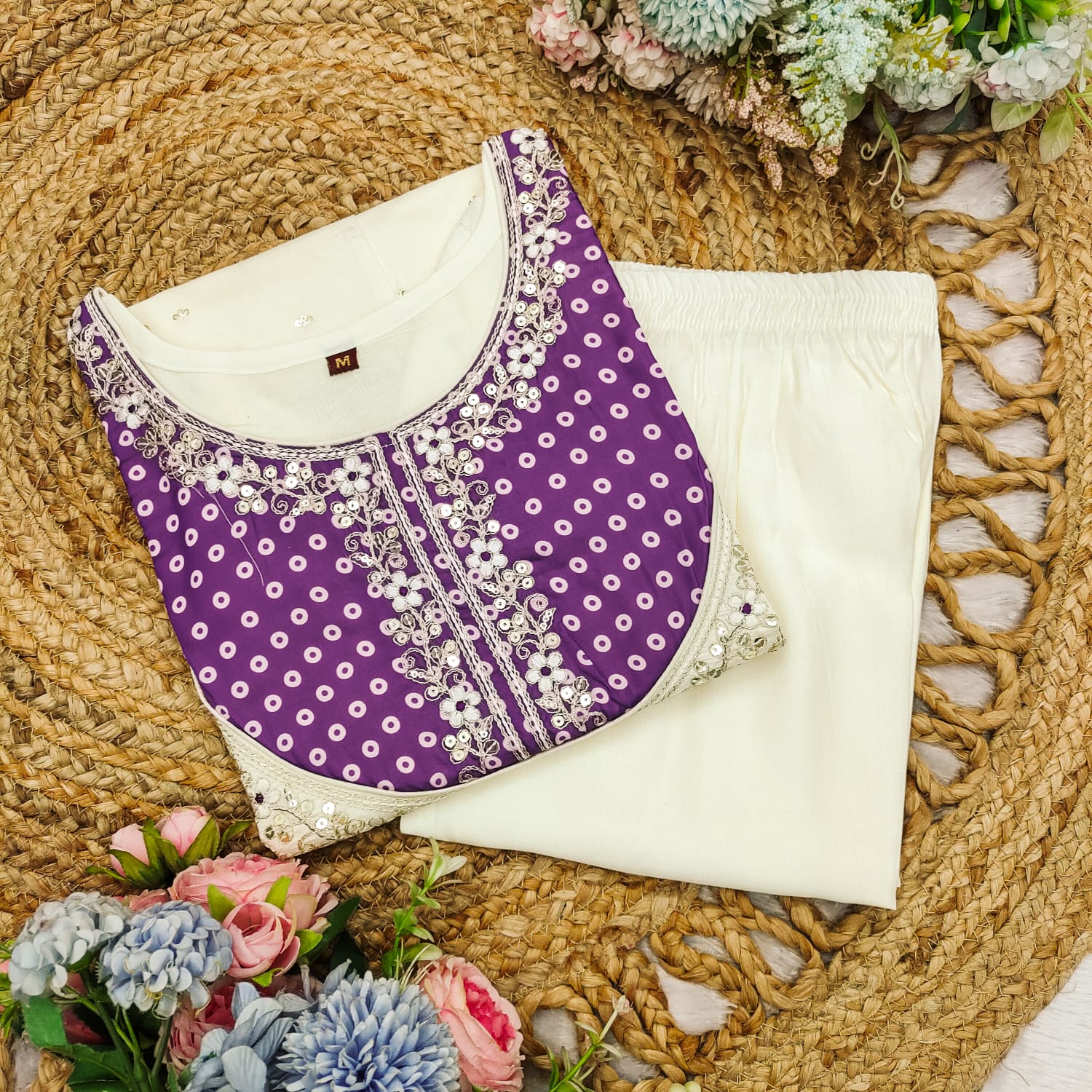 Lassitude Purple Gold Crush Embroidery Coding Sequence Work Salwar Suit