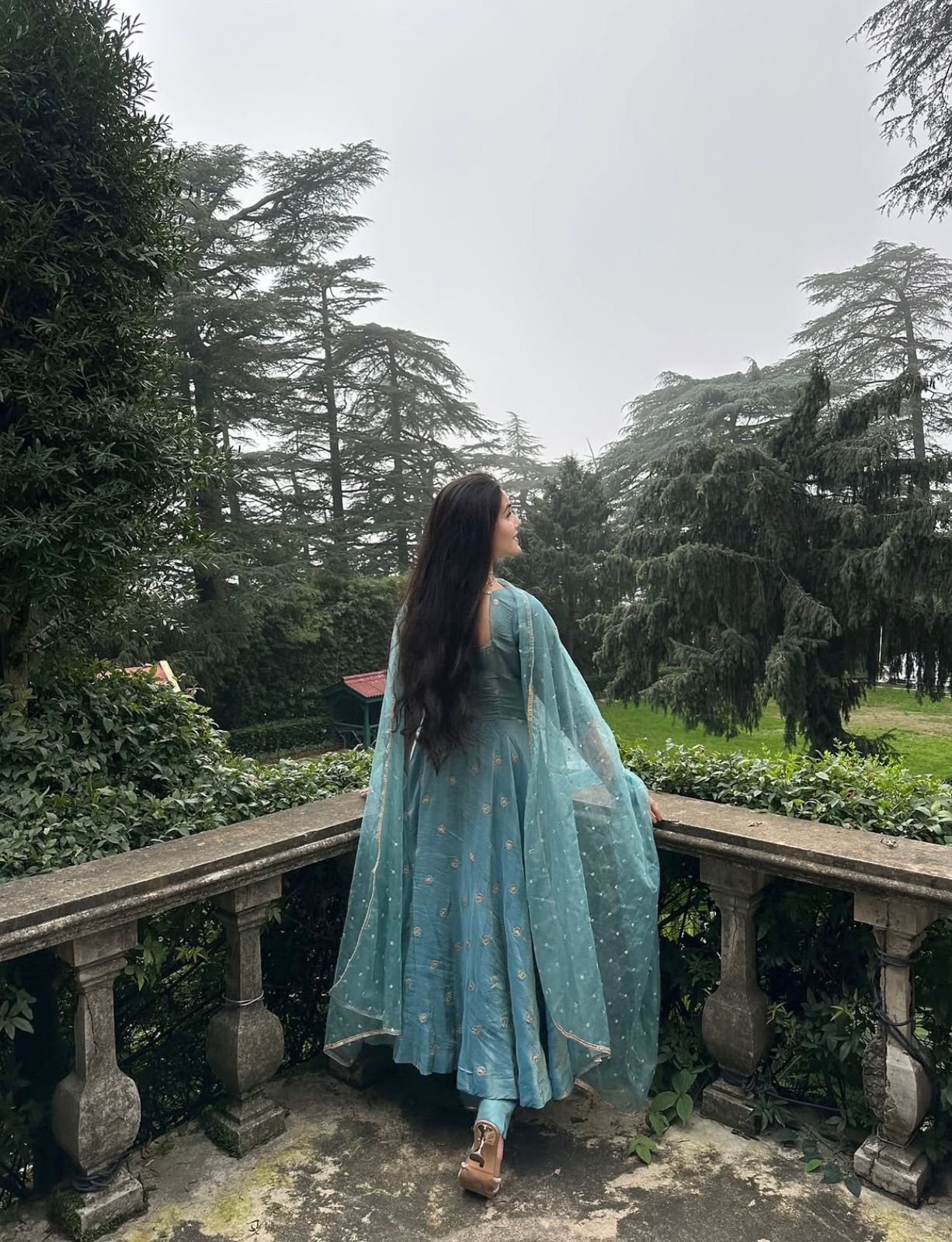 Adorable Sky Blue Barbary Silk Embroidered Sequence Work Anarkali Suit Set
