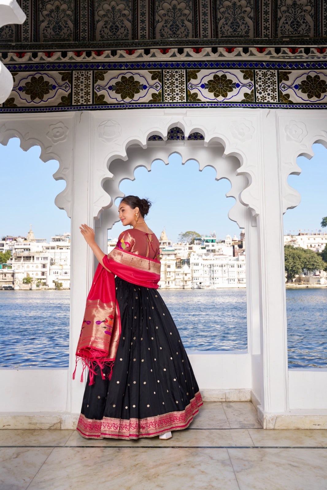 Black Weaving Zari Work With Lace Paithani Silk Lehenga Choli