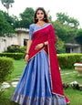 royal Blue Kanchipuram Zari Weaving Work Lehenga Choli