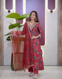 Maroon Modal Sartin Digital Print With Gota Patti Work Dupatta Suit Set