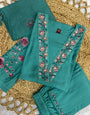 Mint Blue Viscose Marina Silk Embroidery Sequins With Hand Work Suit Set