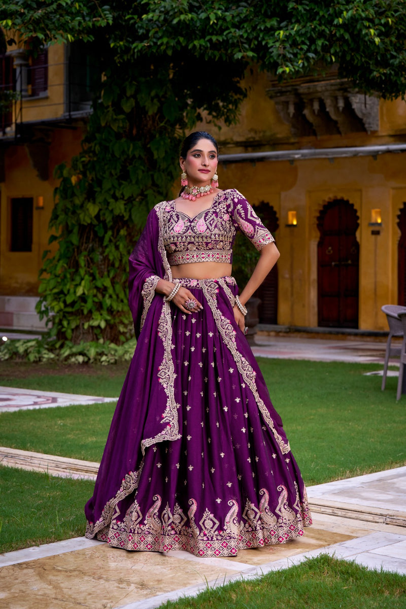 Purple Rangoli Crush Sequins and Thread Embroidery Work Lehenga Choli ...