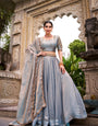 Sky Blue Fendi Silk Sequins and Thread Embroidery Work Lehenga Choli