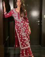 Maroon Rayon Cotton Embroidery Chikankari Work Plazzo Set