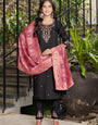 Black Marina Silk Embroidery Thread With Hand Work Suit Set
