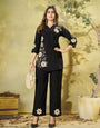 Black Heavy Rayon Embroidery Thread Work Co-Ords Set