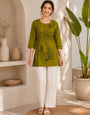 Mehandi Pure Cotton Emboidery Work 2Pec Kurta Set