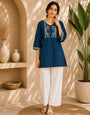 Navy Blue Pure Cotton Emboidery Work 2Pec Kurta Set