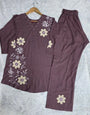 Dusty Purple Heavy Rayon Embroidery Thread Work Co-Ords Set