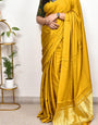 Yellow Plain Pure Modal Gajji Silk Saree With Zari Pallu Natural dyeing Saree
