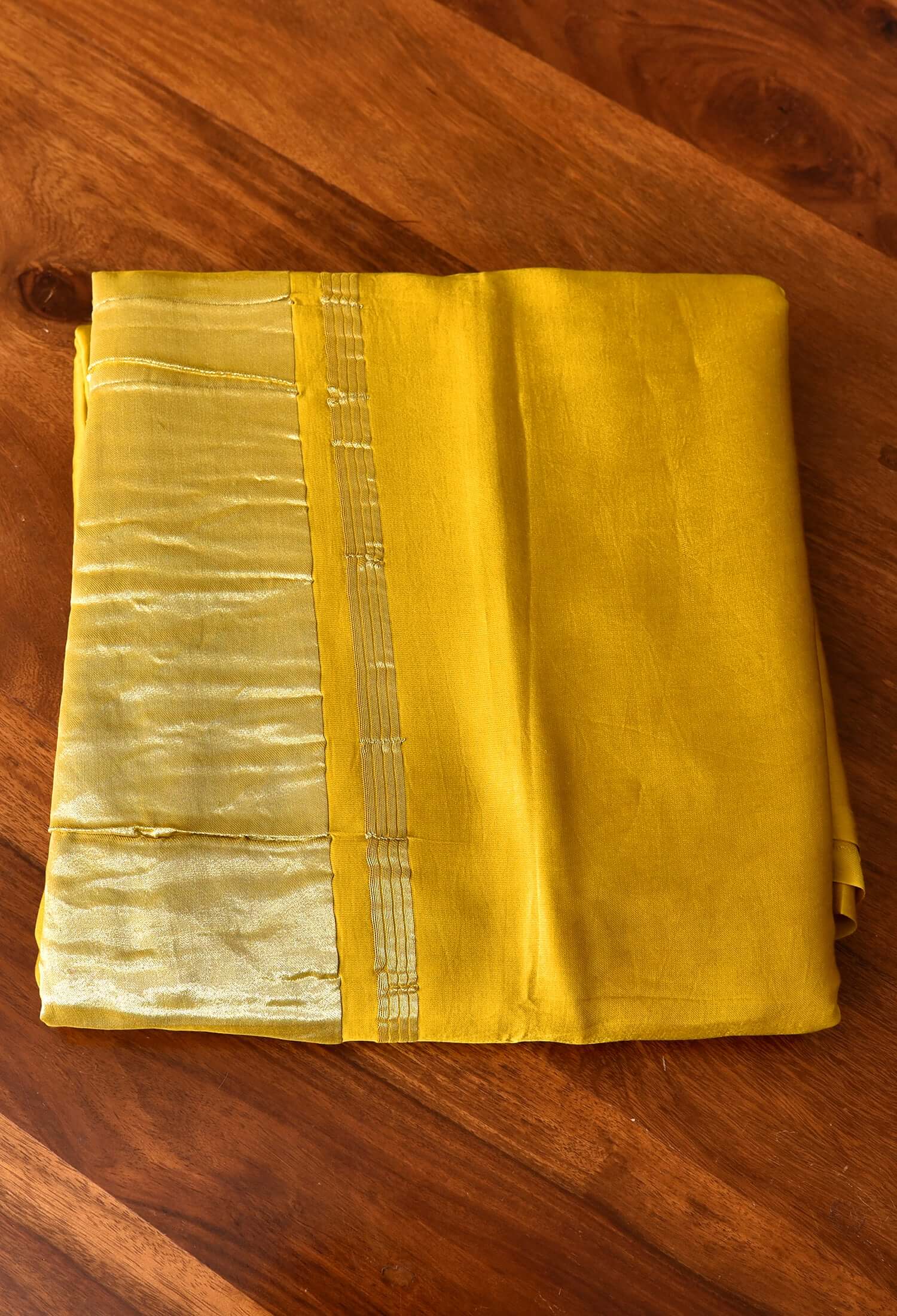 Yellow Plain Pure Modal Gajji Silk Saree With Zari Pallu Natural dyeing Saree