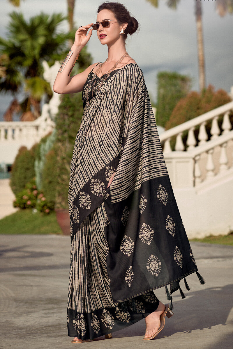 Resham Desert Shadow Pure Mal cotton Printed Saree