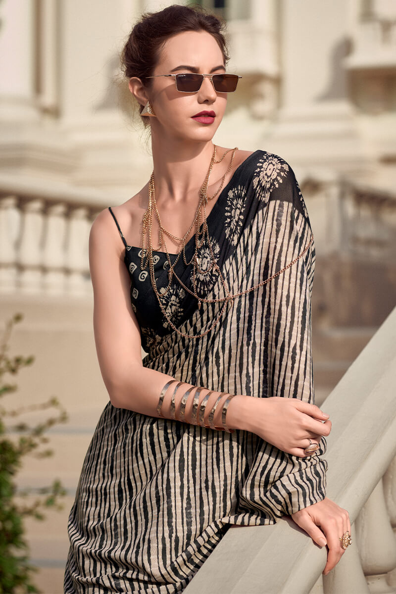 Resham Desert Shadow Pure Mal cotton Printed Saree