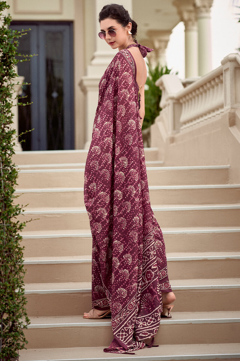 Resham mulberry Pure Mal cotton Printed Saree