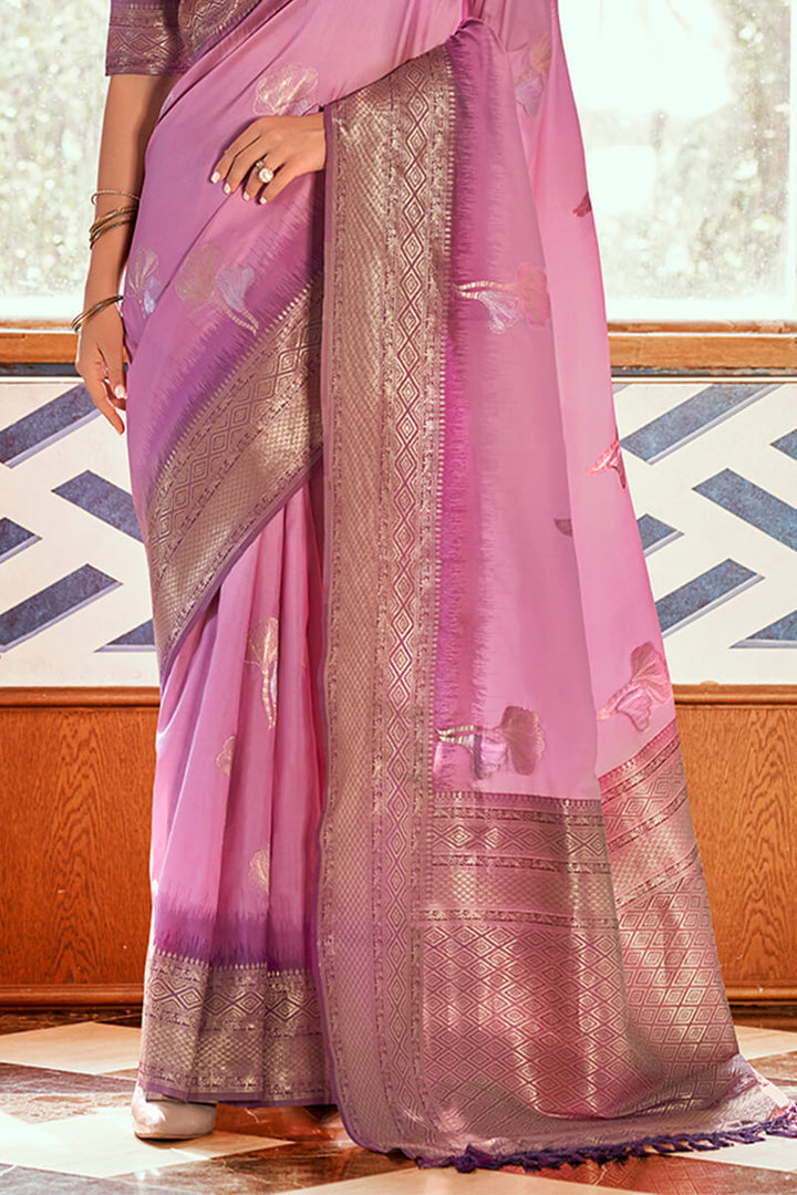 Roseberry Lavender Pure Banarasi Silk Weaving Saree