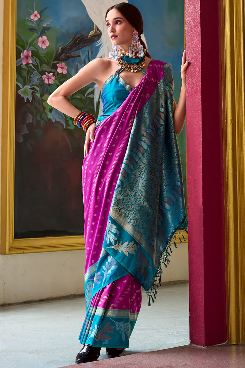 Leaf Mulberry Pure Banarasi Soft Silk Woven Saree
