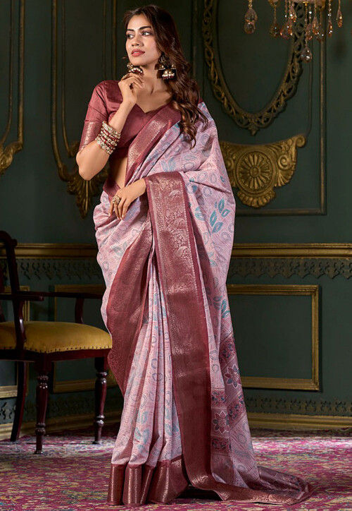 Ice Cream Wine Foil Soft Silk Printed Saree