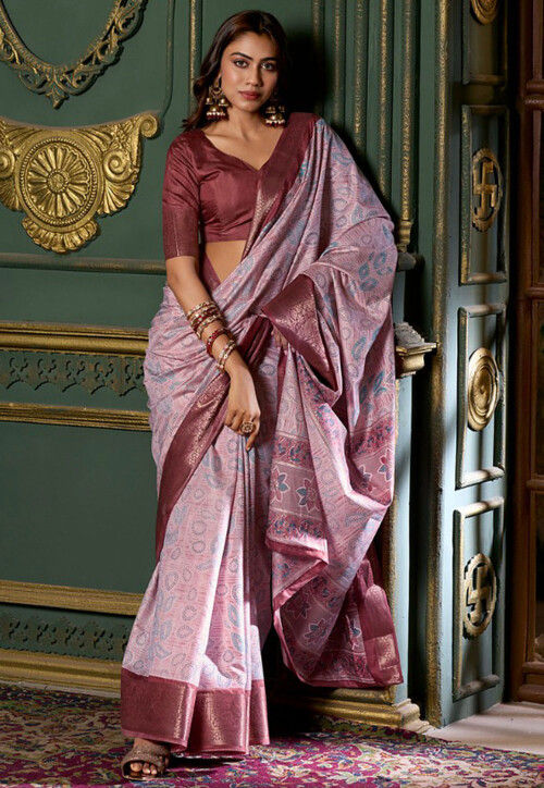 Ice Cream Wine Foil Soft Silk Printed Saree