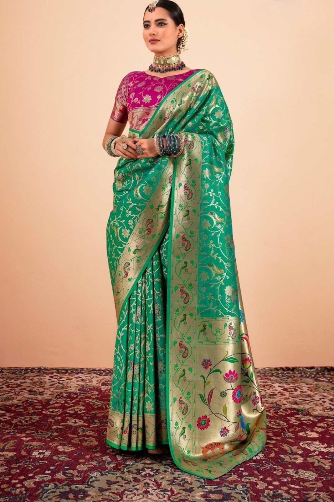 Shailja Green Pure Paithani Silk Zari Weaving Saree